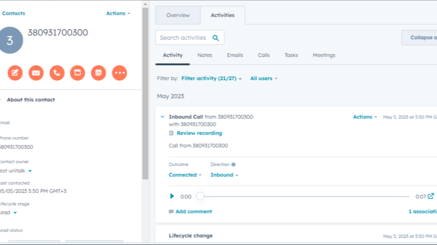 Receiving a phone call from a new customer